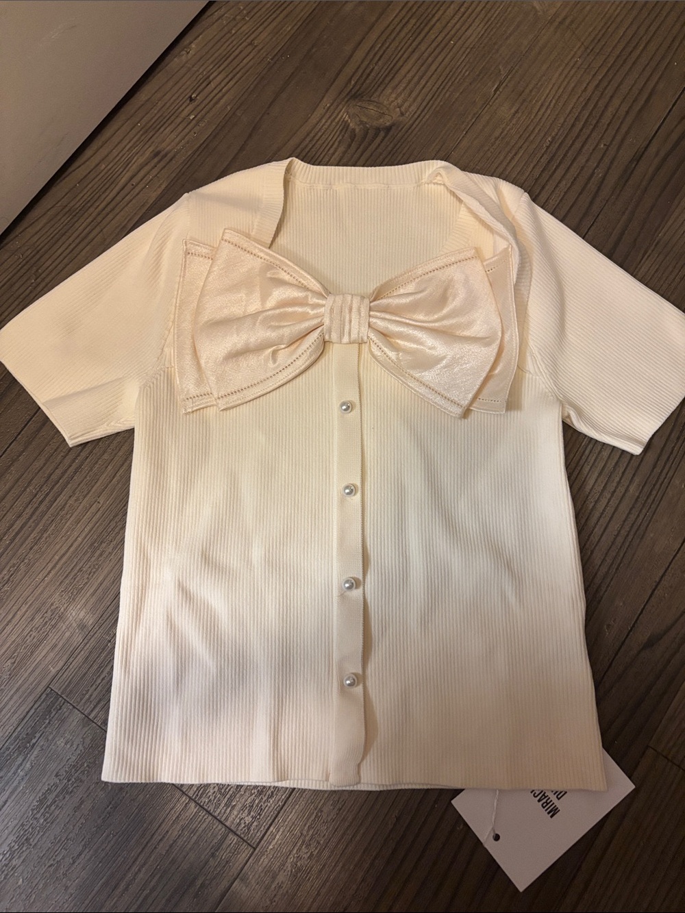 Elegant Cream Bow Front Kids Top